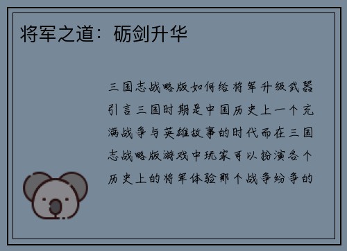 将军之道：砺剑升华